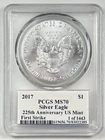 2017 $1 American Silver Eagle PCGS MS70 225th Anniv US Edmund Moy Sig 1st Strike