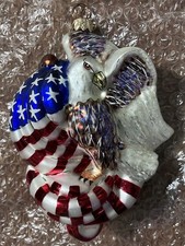 Christopher Radko ALL AMERICAN Bald Eagle Flag Christmas Ornament USA Patriotic