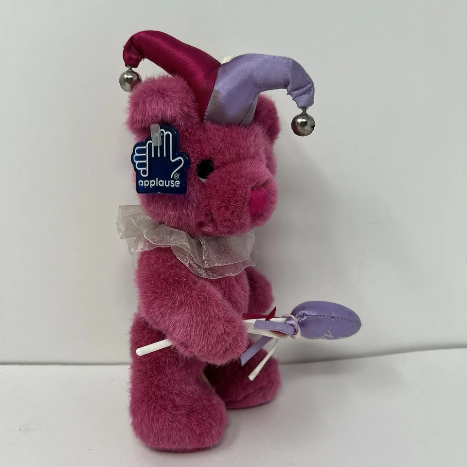 Applause Jester Plush Fooling Around Pink Clown Teddy Bear Stuffed Animal Toy 8" - Image 4 of 4