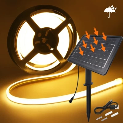 8 Modus Solar COB Neon LED Strip Streifen IP68 Wasserdicht Flex Lichtband Außen - Bild 1 von 4