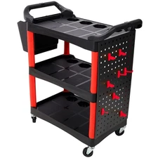 3-Tier Auto Detail Cart with Wheels, Bucket & Tools for Garage Workshop