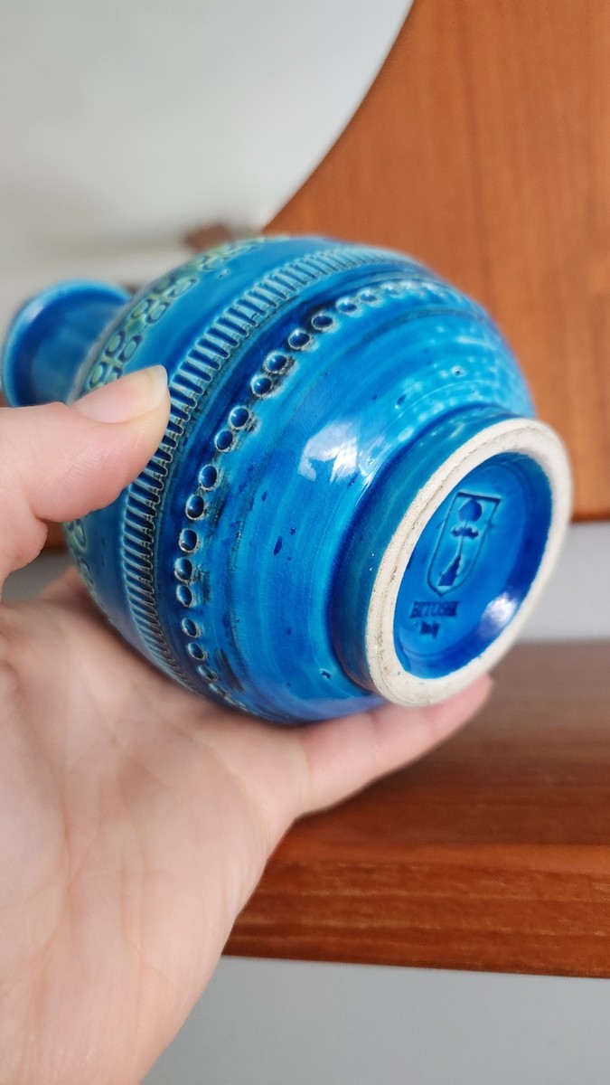 MCM Flavia Bitossi Rimini Blue Vase Italy Pottery Montelupo 5.75