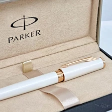 Parker Ingenuity 5th Pen Pearl & Gold Box Excellent - New Refill - Fast Ship