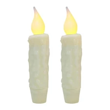 CVHOMEDECO Real Wax LED Timer Taper Candles Flameless Lights 4.75in 2pc