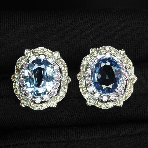 925 STERLING SILVER HANDMADE EARRINGS ELEGANT COLOR CHANGE ALEXANDRITE 7.12CT