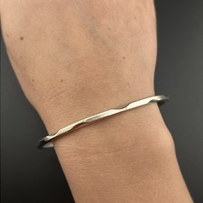 Sterling 925 Faceted Hammered Style Design Bangle Bracelet