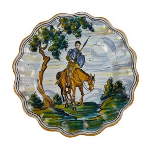 Vintage Spanish Talavera Ceramic Wall Plate Don Quixote Spain 10” Excellent