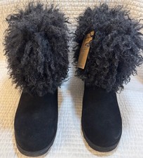 SALE NWT BEARPAW JANELL SUEDE FURRY BOOTS BLA...