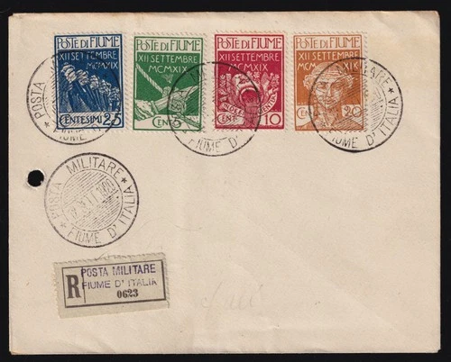 Italy Fiume Cover 1920 FDC Military Postmarks Reg. 5c-25c Stamps Full Set