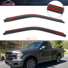 For 15-25 Ford F-150 Standard Cab In-Channel Window Visor Guard 2PC w/ Red Sport