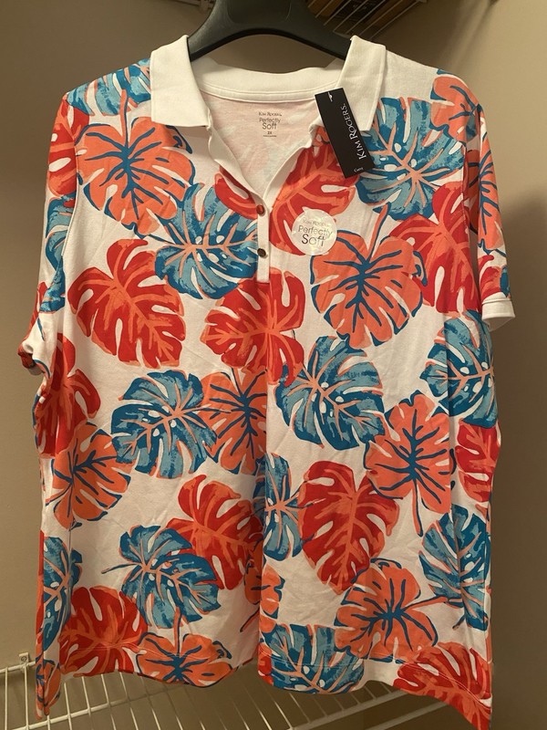 NEW Kim Rogers Perfectly Soft Coral Short Sleeve Ladies’ Polo Shirt Size 2X