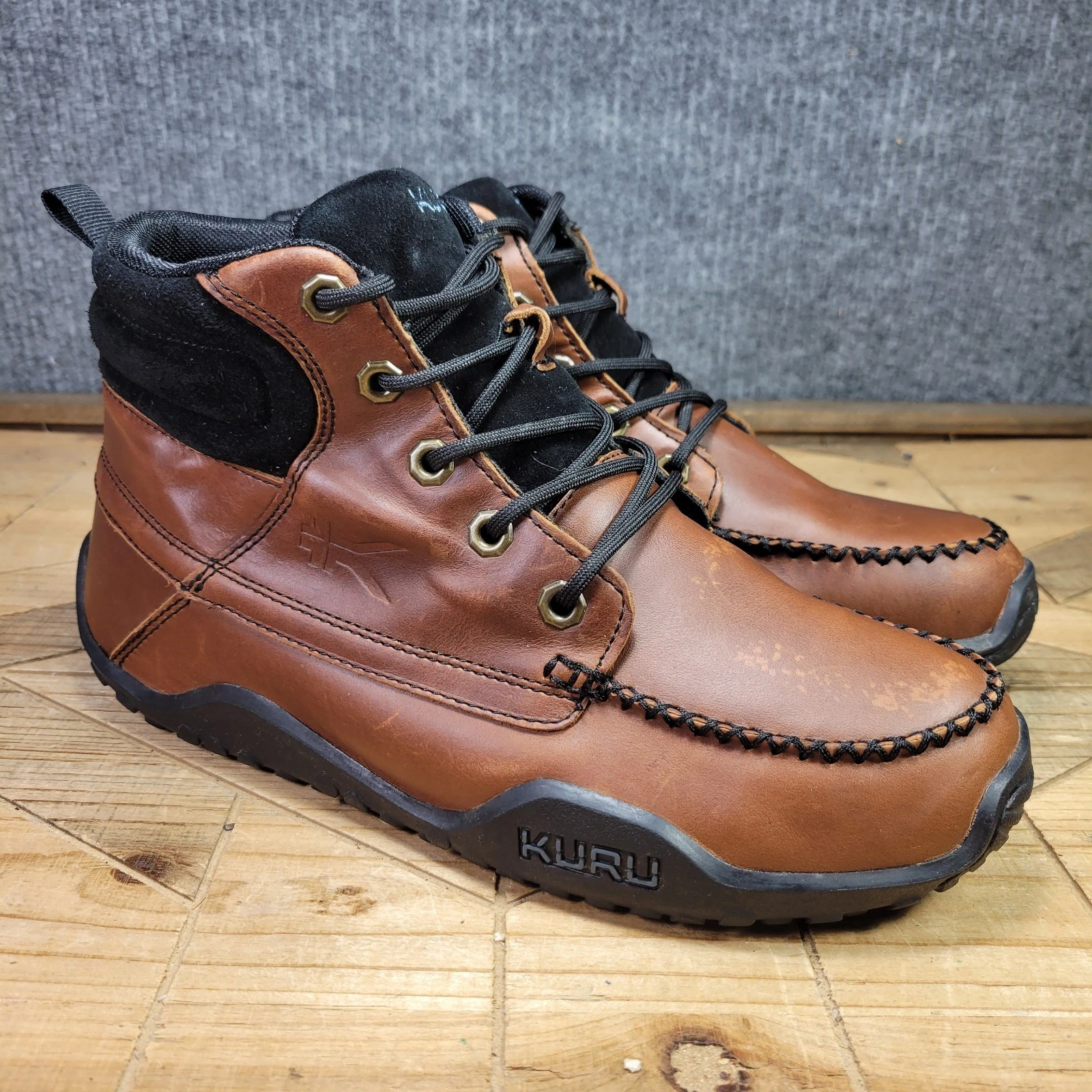 KURU Quest Men's 8.5 Brown Leather Ankle Lace Up Camp Hiking Boots Trail Moc