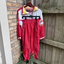 Vintage R.E. Sport Women  s 80  s Windbreaker Set Red, White, Yellow PL