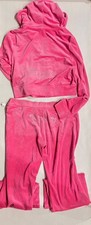 Juicy Couture Bling Velour Tracksuit Hoodie  Pants Set Hot Pink L NWT