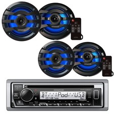 2 Pcs Kenwood KFC-1673MRBL 6.75" Marine Speakers  KMR-D382BT Stereo Bundle