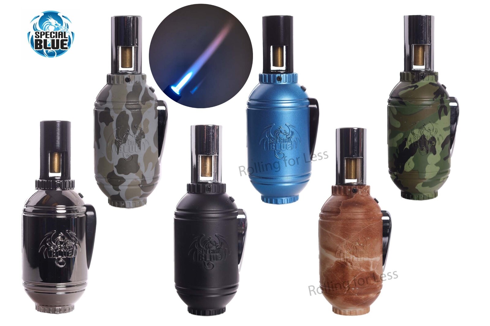 Special Blue Single Flame Butane Refillable Grenade Torch Lighter
