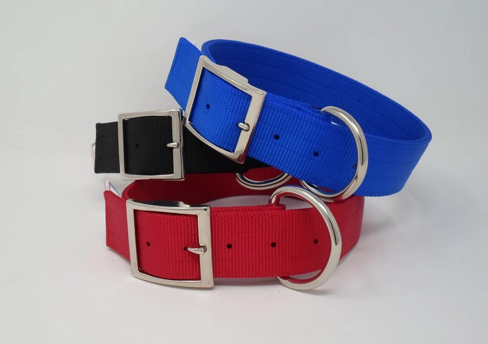 OMNIPET # 118N 1 1/2" Wide Dee Ring-In-Front Nylon Dog Collar "Free Brass Nameplate"