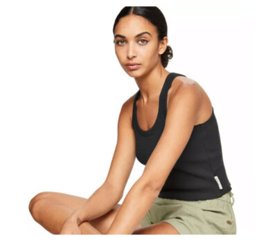 KENDALL & KYLIE Juniors Cropped Ribbed Layered Tank Top Black XL $36 NEW Yoga