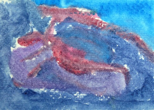 JELLYFISH Original Abstract Watercolor Painting Art ACEO 7 Year Old Artist Mila