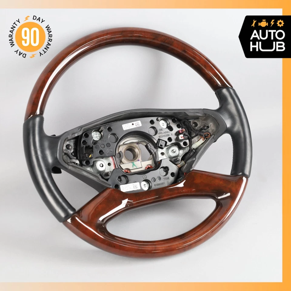10-14 Mercedes W221 S63 S550 Steering Wheel Wood Trim w/ Paddle Shifters OEM 36k - Image 2 of 4