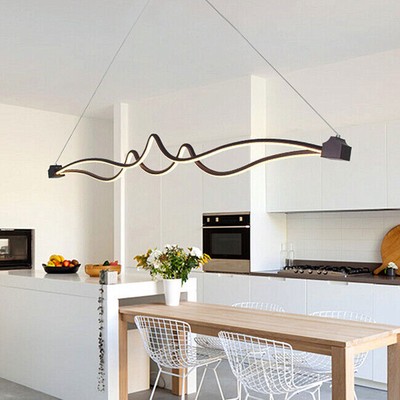 Modern Acrylic Chandelier LED Ceiling Lamp Pendant Light Linear Wave Shape 45W