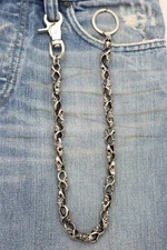 New Women Men Silver Metal Wallet Key Chain Jeans Money Clasp Holder Mini Skull