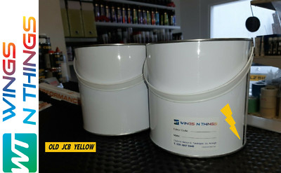JCB ALT GELB Baggerfarbe Bagger Emaille Farbe 1 Liter Dose x 2 Pinsel / Spray