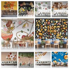 3D Fast Food Restaurant Self-adhesive Wallpap...