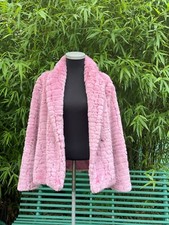 Max Mara Pink Faux Fur Jacket With Crocodile Effect Pattern Size Medium