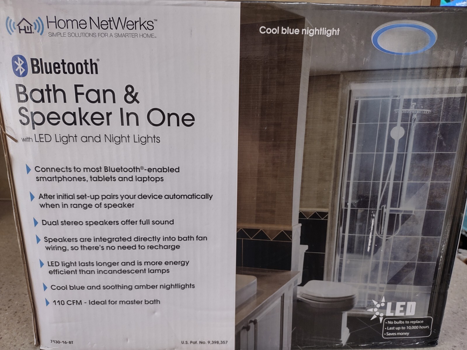 HOMEWERKS 110 CFM Ceiling Mount Bathroom Exhaust Fan Bluetooth Speaker