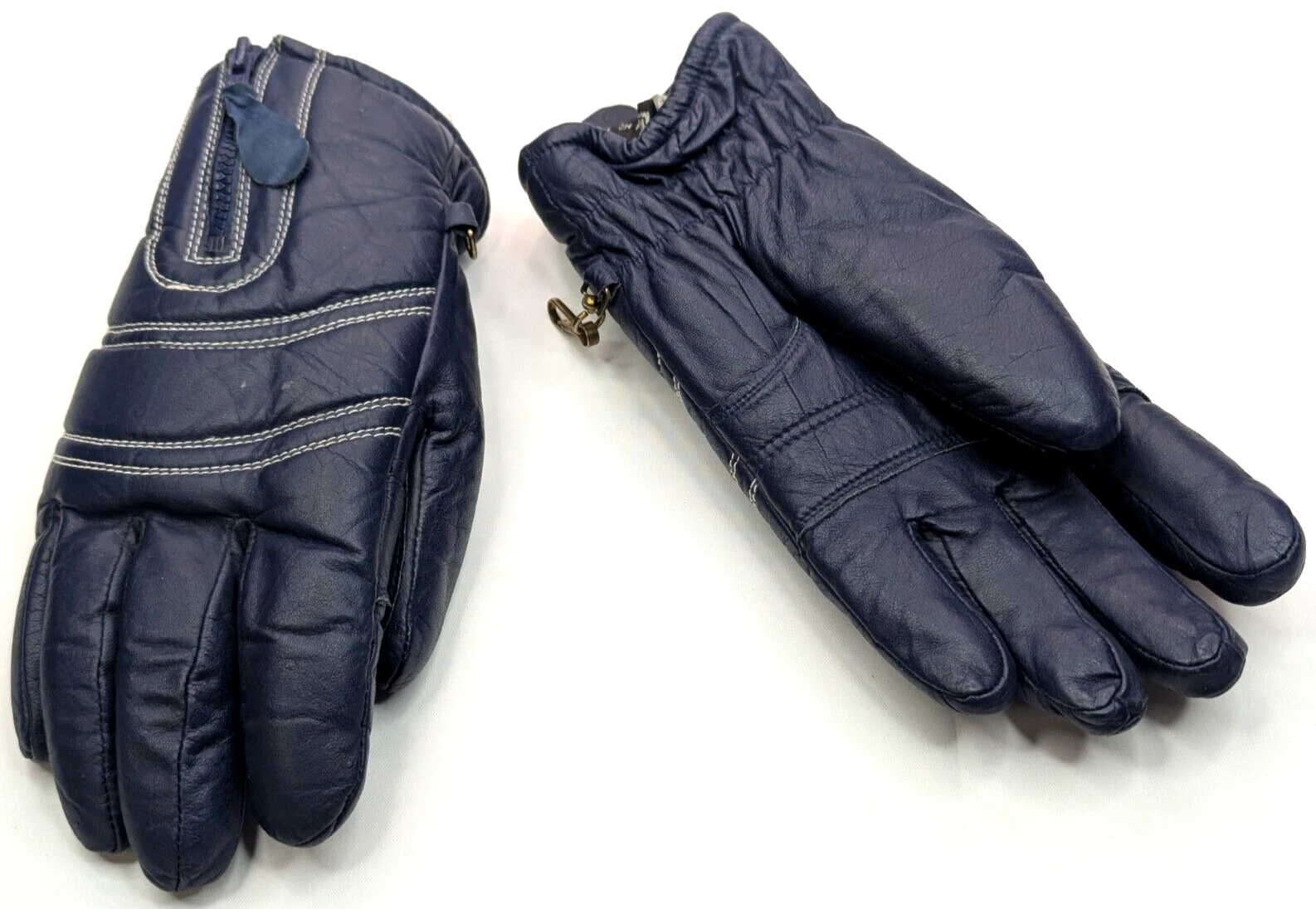 Vth ARIS Faux Fur Insulated Softan Leather Glove, Men MEDIUM, Zip Close Blue