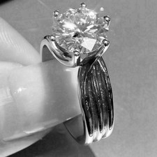 3.35Ct White Round Simulated Diamond Engagement Ring Solid 925 Sterling Silver