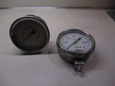 Stainless Wika & Chart 4'' 4in Pressure Gauges 0-600 PSI Working Condition
