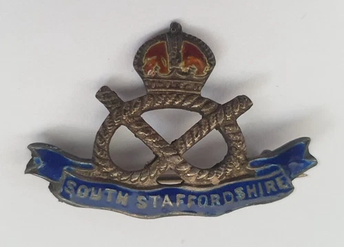 WW1 South Staffordshire Reg Brass & Enamel Sweetheart Brooch badge. British Army