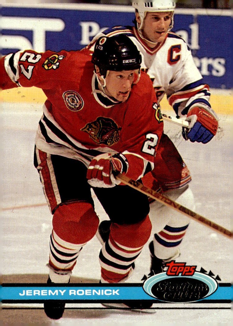1991 Stadium Club Jeremy Roenick #46a The Sporting News banner on the back