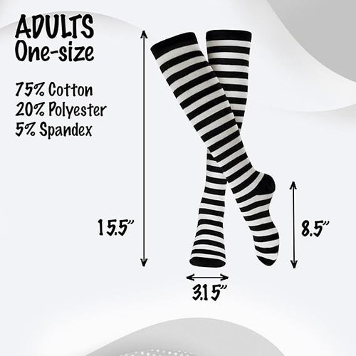 Dress Up America Cotone Calzini a Righe per Adulti - Calzettoni Al Ginocchio - Foto 2 di 36