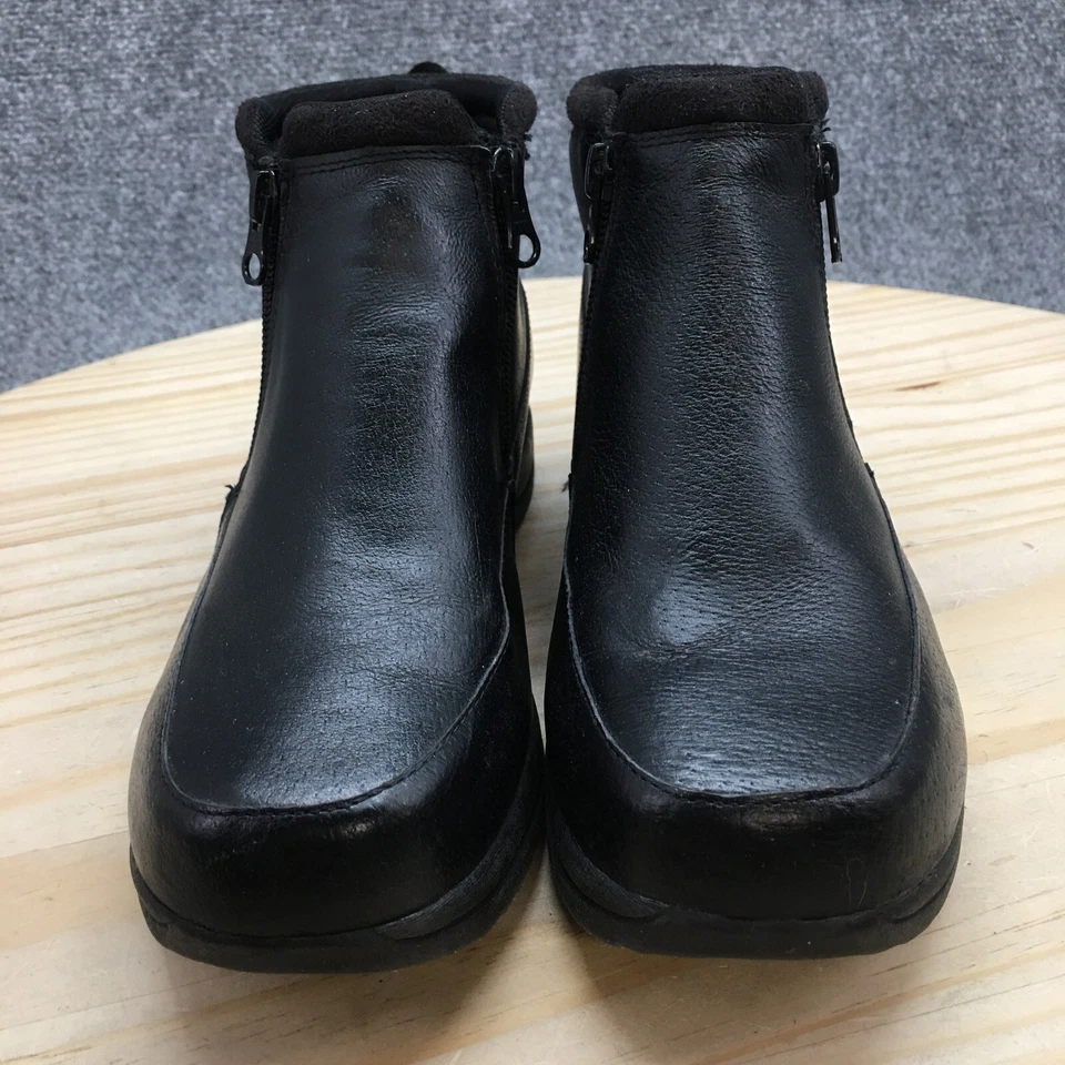 Dr Scholls 靴子女式 6.5 W 休闲侧拉链踝靴 E4W-01 黑色皮革 — 第 4/4 张图片