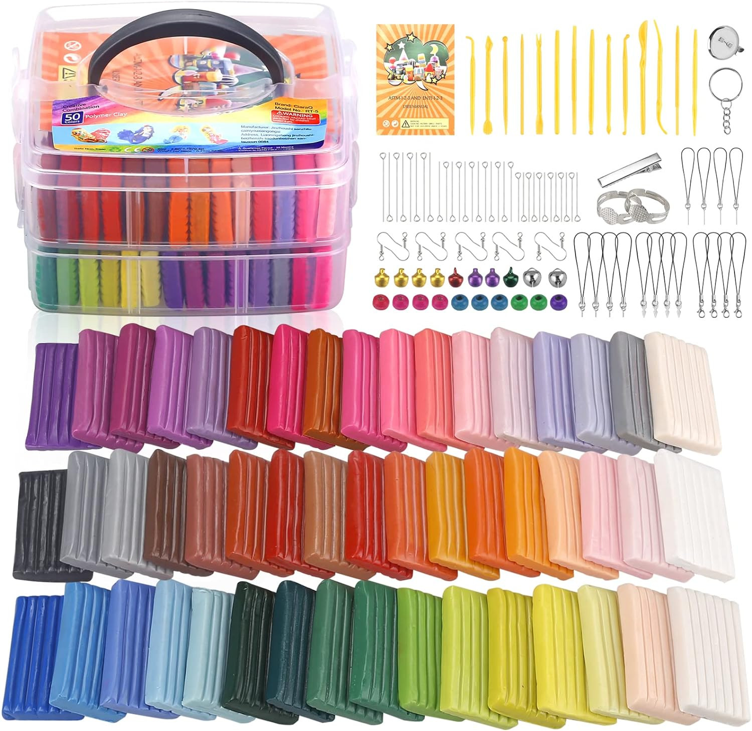 Ciaraq Polymer Clay 50 Colors, DIY Modeling Clay Starter Kits for Kids, Oven Bak