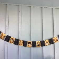 Ruby Moon Hand Carved Block Print Prayer Inspirational Flags 6  X 6  String of 15