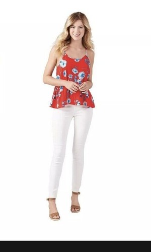 Mud Pie E8 Women's Fashion Summer Bel Air Peplum Top Red Size Medium NWT