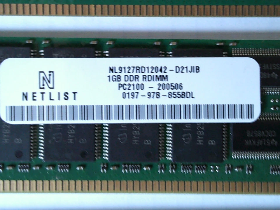 NETLIST 4GB 4x1G NL9127RD12042-D21JIB 4 X 1GB DDR RDIMM PC2100 MEMORY - Image 2 of 4