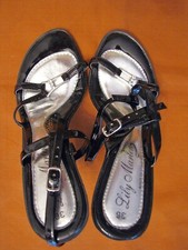 Sexy sandali sandaletti in vernice neri tacco 7 cm tg n 36 per serate speciali