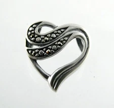 Avon RJ Graziano Sterling Silver Marcasite Accent Heart Slide Pendant 1.9g 925