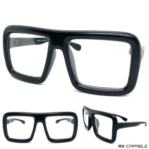 Oversized Vintage Retro Style Clear Lens EYE GLASSES Large Big Thick Black Frame