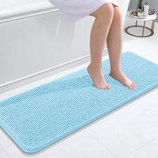 OLANLY Bathroom Runner Rugs 47x17, Soft Absorbent 47" X 17", Sky Blue