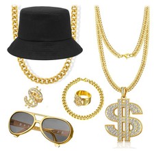 90S Hip Hop 80S Costumes Kit for Men Rapper Party Outfits Accessories
