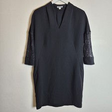 Whistles Size 12 Black Lace Sleeve Shift Dress Balloon Shape Evening Dinner
