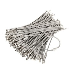 100 Pack Wire Keychains 4.7" Stainless Steel Cable Loops 2mm Twist Barrel