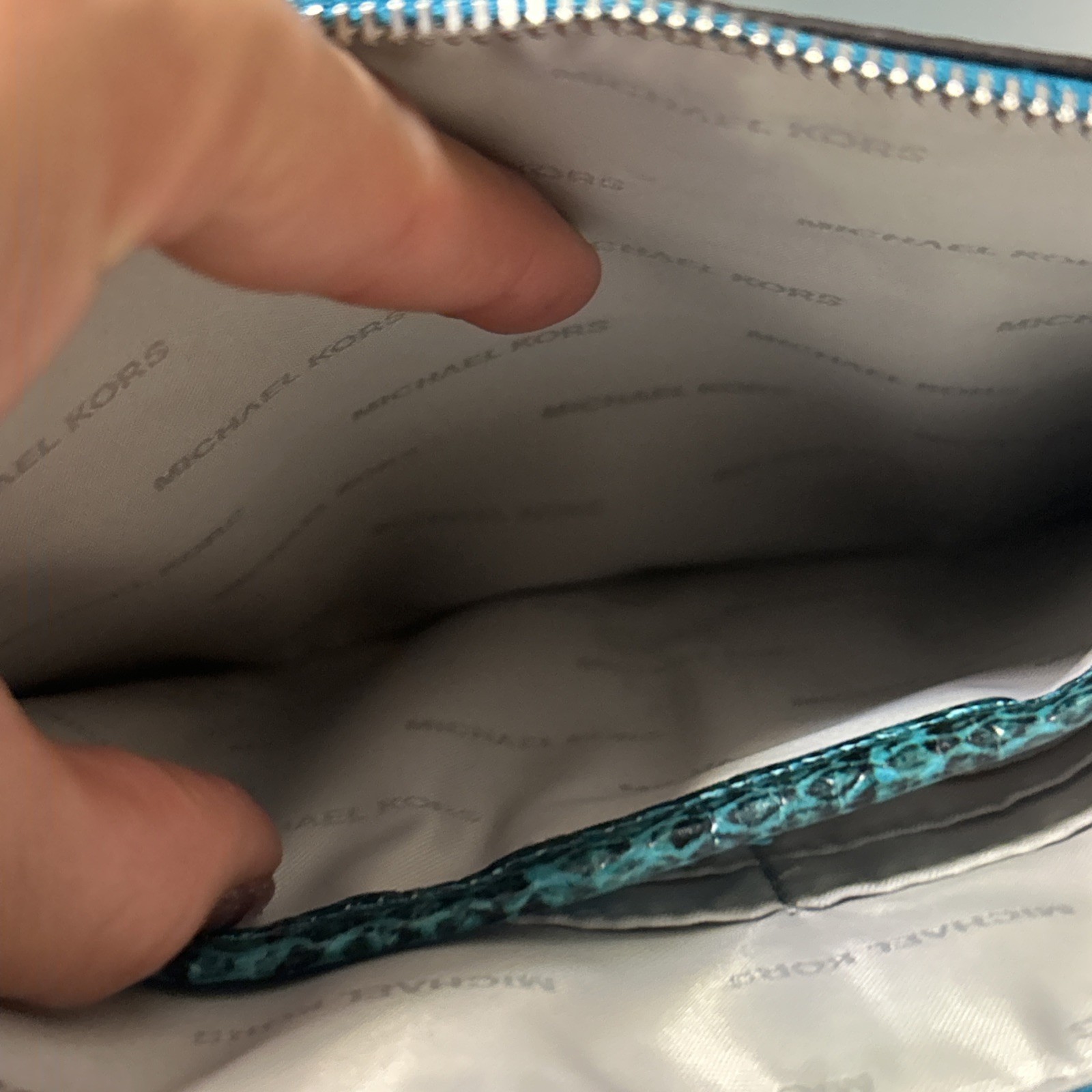 Michael Kors Tile Blue Python Snake Medium Pouch … - image 7