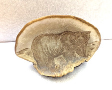 Etched Bear - Dried Tree Conk Artist's Shelf Bracket Fungus, Bear Bread, Signed